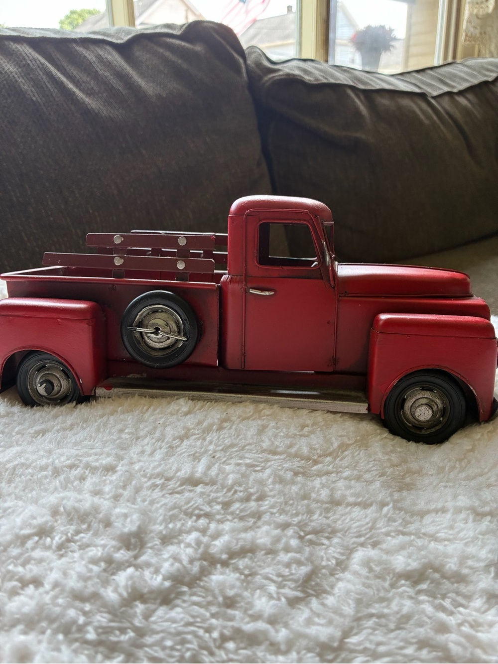 Red Vintage-Style Pickup Truck - home decor.